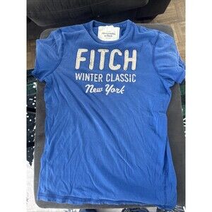 Abercrombie & Fitch New York Muscle Shirt Y2K Mens Large Blue Embroidered